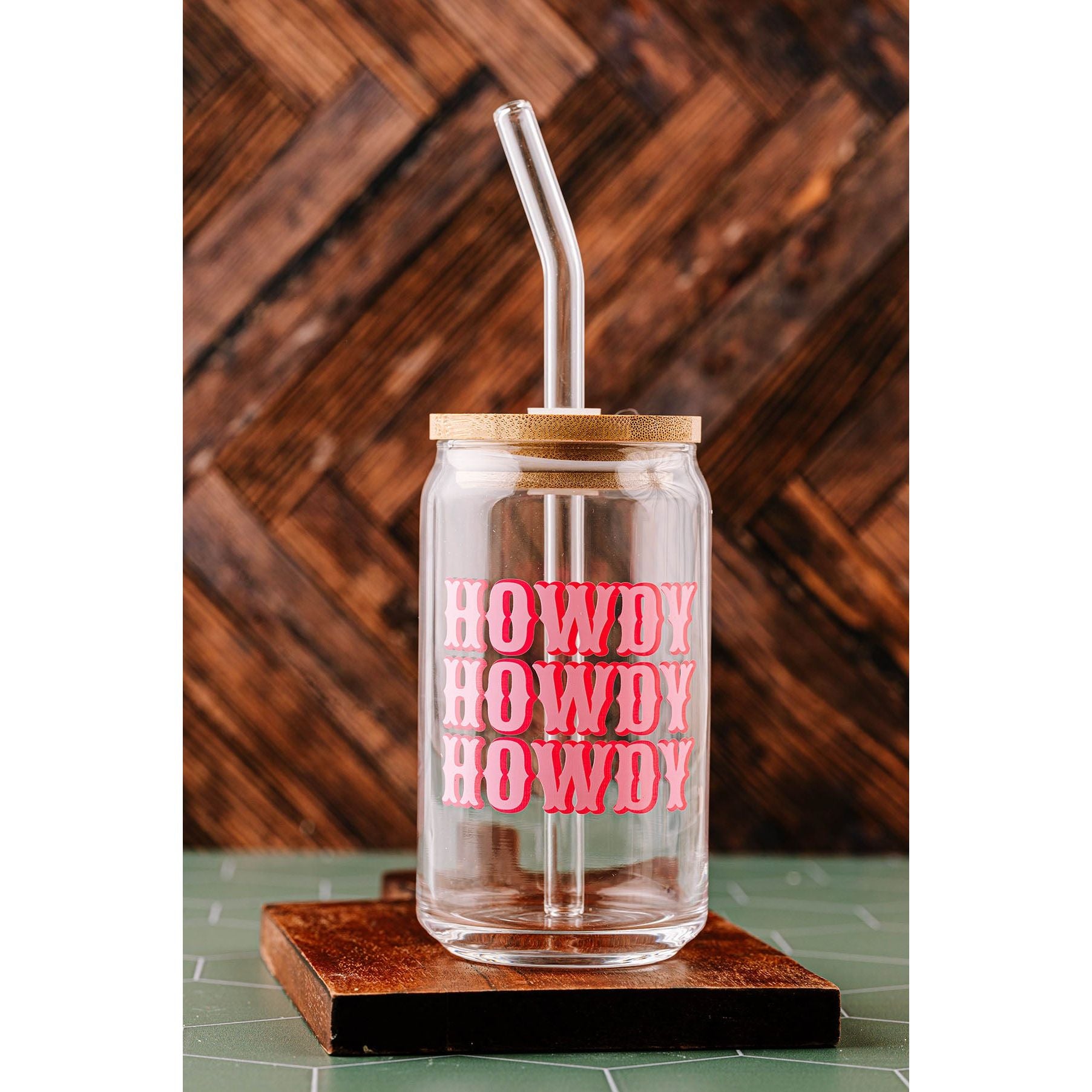 Howdy Glass Can with Bamboo Lid & Straw – The Care Collective Co