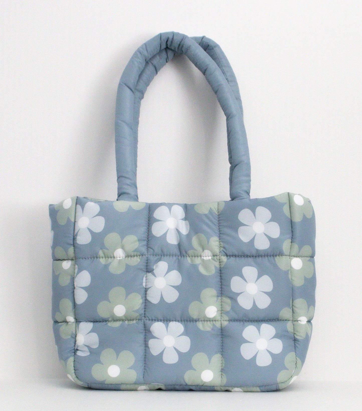 Quilted Puffer Tote Bag, Flower Cloud Bag