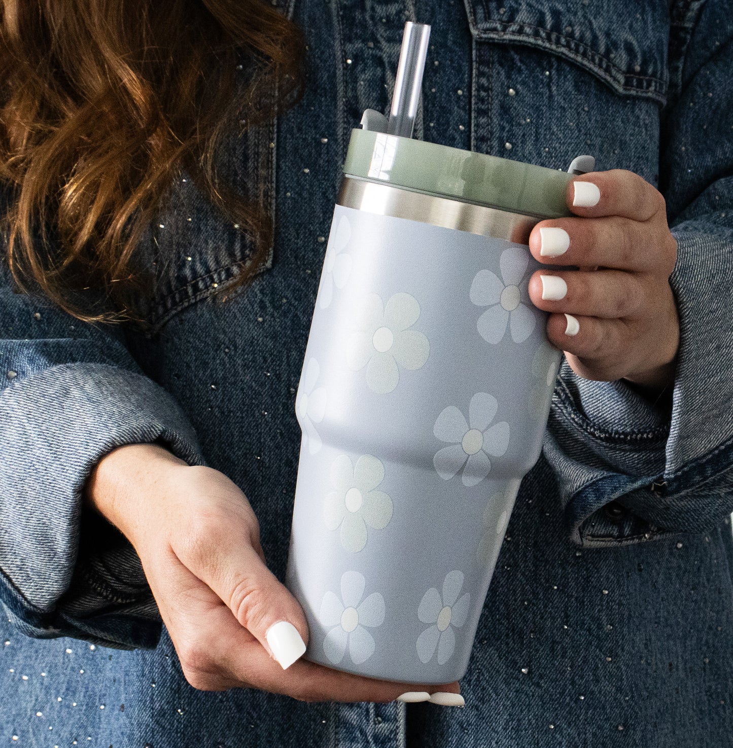 20oz Tumbler, Flower Print Mini Sip-and-Go Tumbler