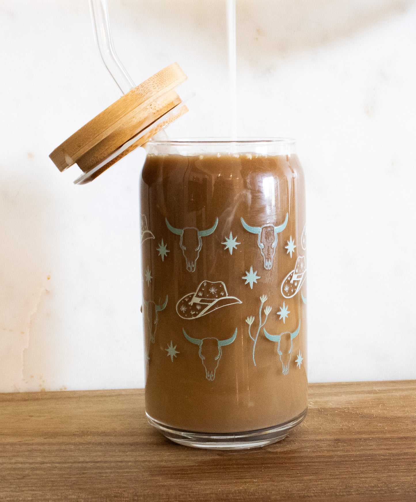 Boho Western Print Glass Can| Western Coffee Mug