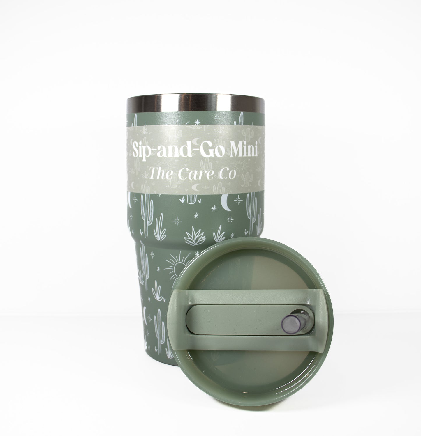 20oz Tumbler, Cactus Print Mini Tumbler Sage Green