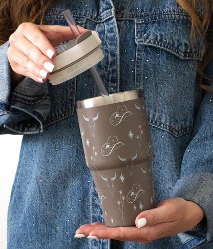 20oz Tumbler, Western Print Mini Sip-and-Go in Espresso