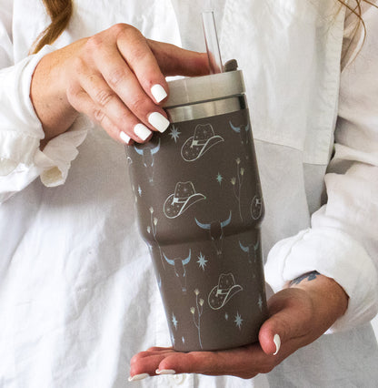 20oz Tumbler, Western Print Mini Sip-and-Go in Espresso