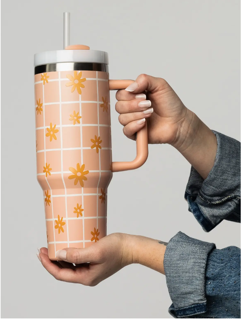 Retro Floral 40oz Sip-and-Go Tumbler