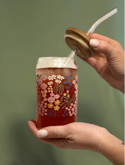 Floral Garden Latte Beer Glass Can