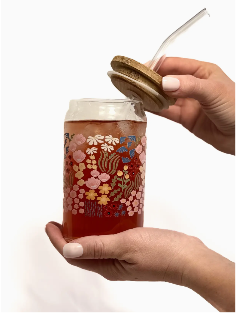 Floral Garden Latte Beer Glass Can