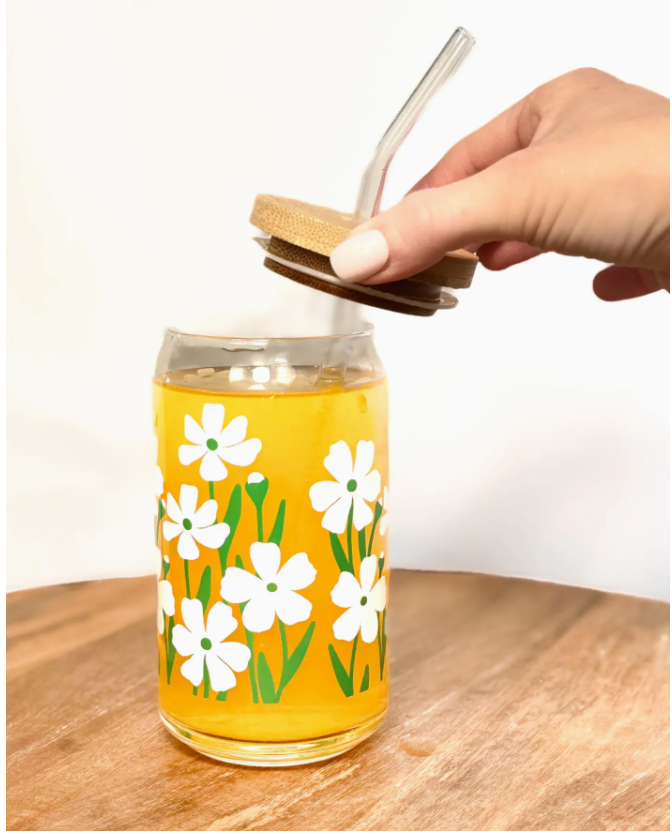 Blossom Floral Latte Beer Glass Can