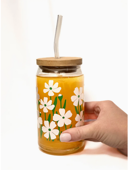 Blossom Floral Latte Beer Glass Can