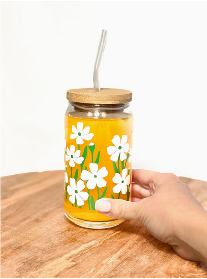 Blossom Floral Latte Beer Glass Can