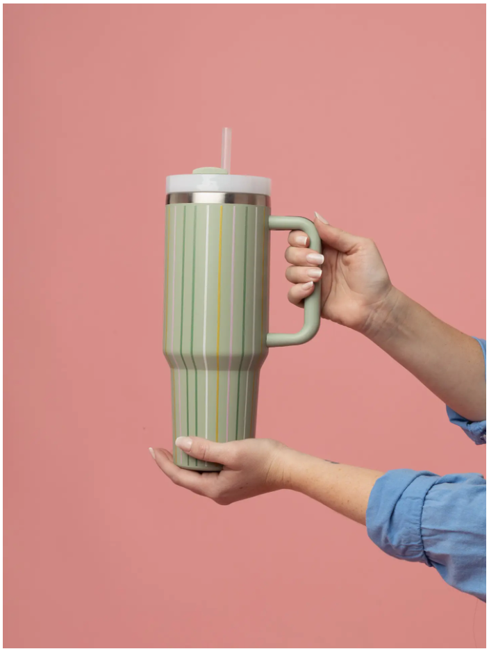 Stripes and Sips 40oz Sip-and-Go Tumbler