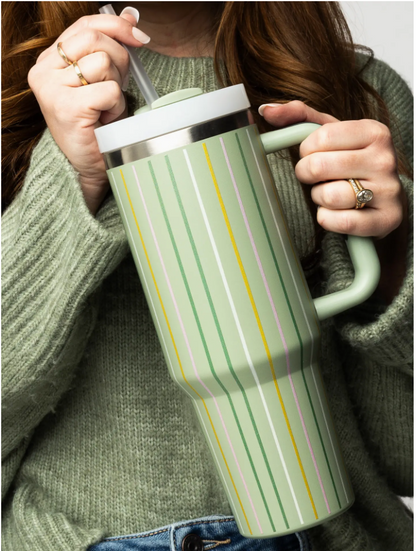 Stripes and Sips 40oz Sip-and-Go Tumbler