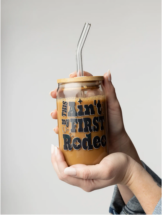 Ain't MY First Rodeo Western Glass Can|Latte Glass