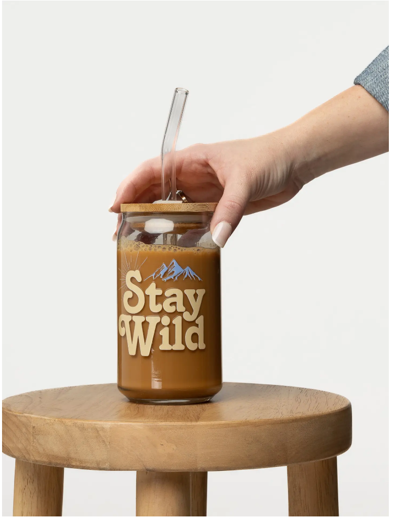 Stay Wild Glass Can|Latte Glass