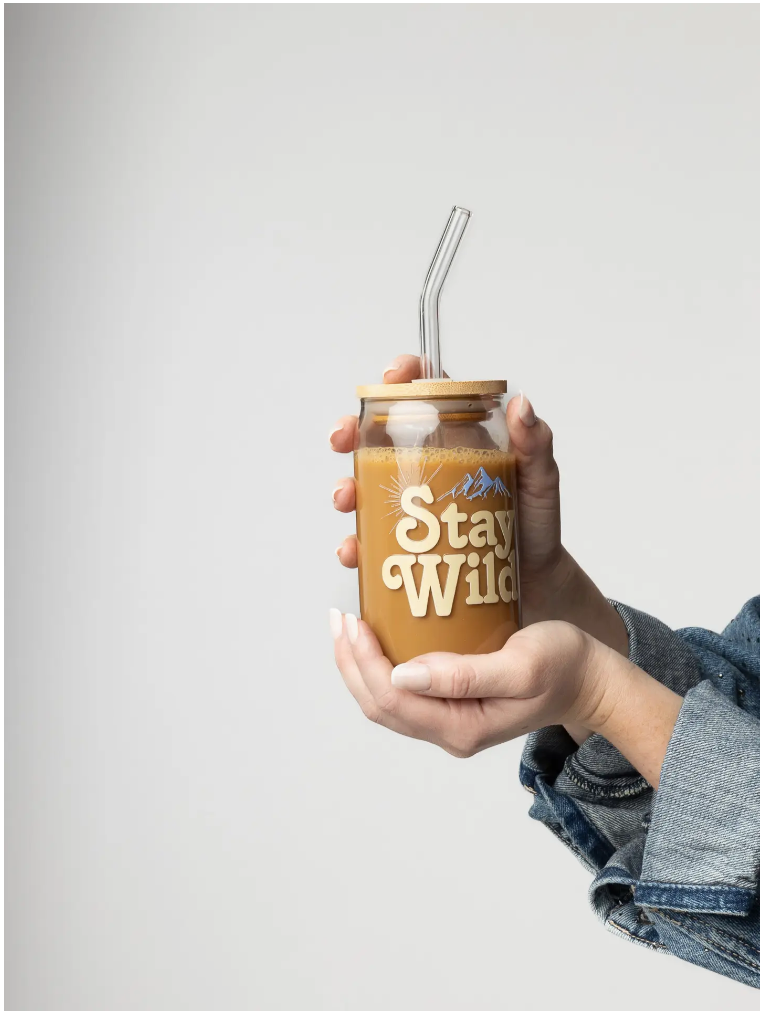 Stay Wild Glass Can|Latte Glass