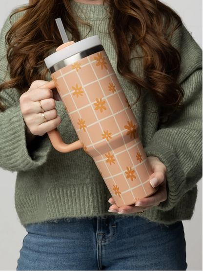 Retro Floral 40oz Sip-and-Go Tumbler