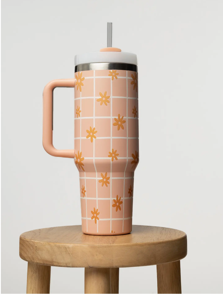 Retro Floral 40oz Sip-and-Go Tumbler