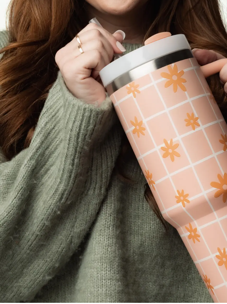 Retro Floral 40oz Sip-and-Go Tumbler